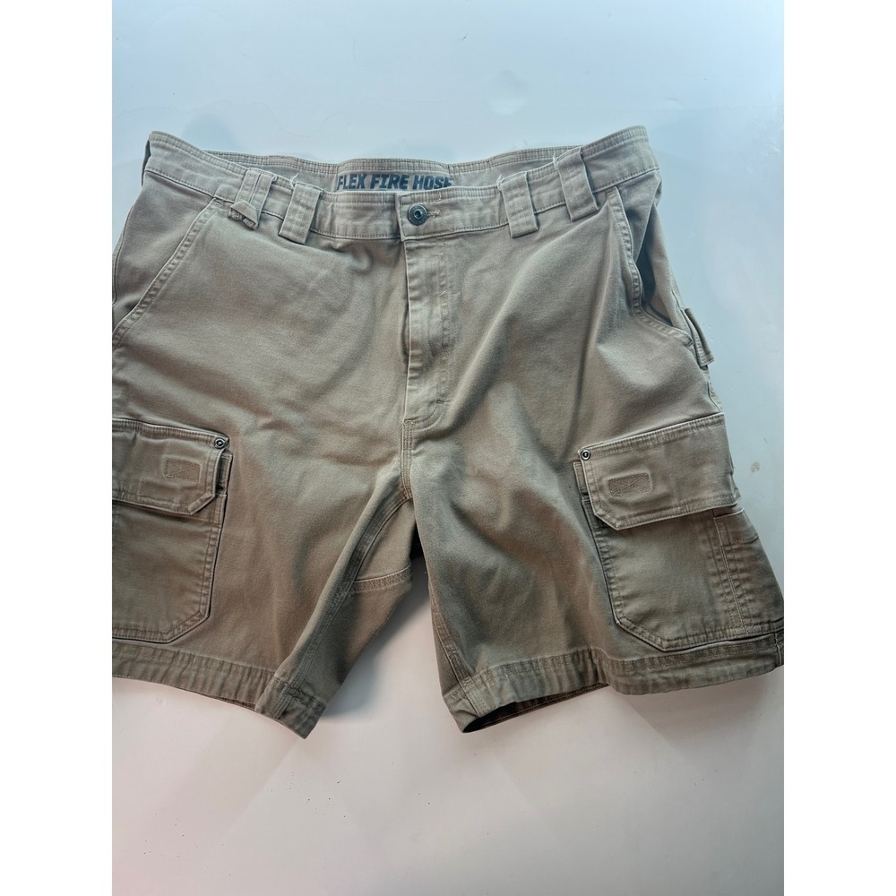 Duluth Trading Co Cargo Shorts Mens 40 Flex Fire Hose Relaxed Fit Tan